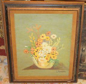 Oil Painting of Flowers signed F. Brooks 15