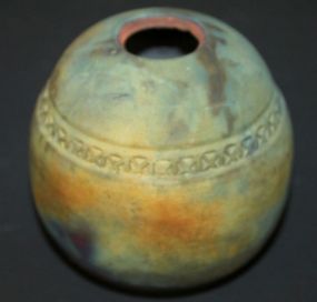 Artist Signed Racu Vase Signed by Mississippi artist Ragu pottery vase.