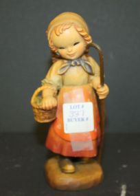 Carved Italian Figurine Young girl with basket and staff by Anri, 6