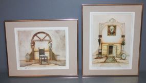 Pair of Art Prints by Armin Birkel Limited edition print of studio allegro, and clown and violin, 13