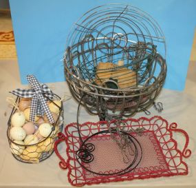 Flower Basket, Basket with Eggs, and Butter Mold Flower Basket, Basket with Eggs, and Butter Mold.