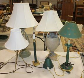 Group of Five Various Lamps Lamps