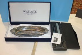 Pampered Chef Carving Set, and Wallace Silverplate Oval Tray 13