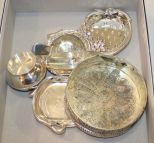 Silverplate Sugar scoop, pineapples, bottle coaster