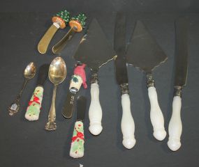 Sterling Teaspoon, Souvenir Spoon, Faux Mother of Pearl, 4 pc Set Christmas Spreaders Sterling Teaspoon, Souvenir Spoon, Faux Mother of Pearl, 4 pc Set Christmas Spreaders.