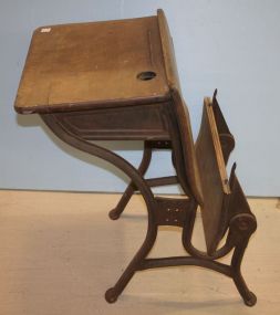 Iron and Wood Childs School Desk Seat is broke