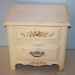 White Two Drawer Nightstand painted flowers on drawers; 23