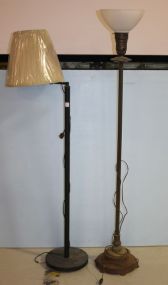 Two Floor Lamps one has swing arm and the other one has a crack in the onyx base