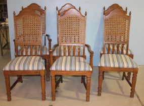 Set of Six Oak Dinning Chairs spindle and cane backed chairs, matches lot # 523