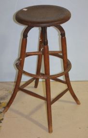 Wood and Iron Swivel Seat Barstool 14 1/2 dia. X 30