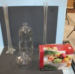 Two Glass Domes and Two Glass Vases 23 1/2