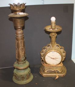 Brass Lamp, Painted Gold Ceramic United Clock/Lamp brass lamp 23