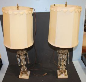 Pair of Crystal and Marble Lamps 26