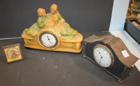 Three Clocks German ceramic with figures 12