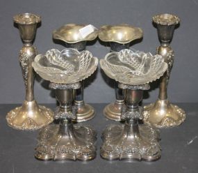 Three Pairs of Silverplate Candlesticks three pairs of silverplate candlesticks