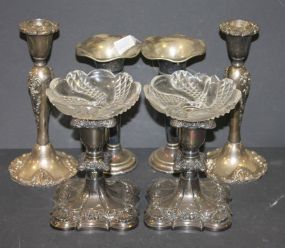 Three Pairs of Silverplate Candlesticks three pairs of silverplate candlesticks