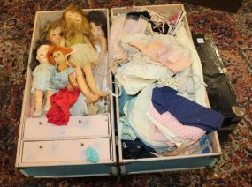 Doll Trunk, Dolls, and Clothes doll trunk, dolls, and clothes