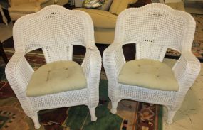 Two Wicker Arm Chairs and Tray 29 1/2