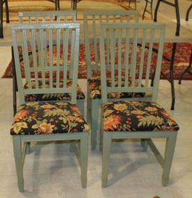 Set of Four Painted Green Side Chairs 15 1/2