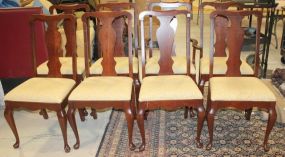 Set of Eight Queen Anne Dinning Chairs 7 sides and 1 arm; 16 1/2
