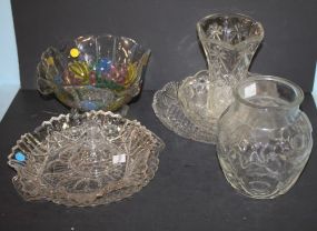 Lot of Glass includes vases, trays, and bowls