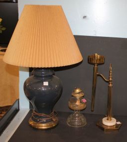 Three Various Lamps one oil lamp