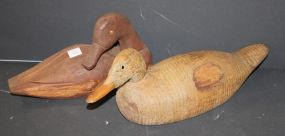 Two Wood Carved Ducks ducks
