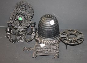 Two Iron Eagle Sconces, Trivets, Iron String Holder sconces 8