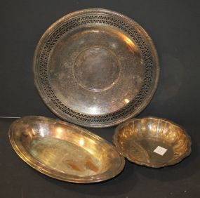 Three Pieces of Silverplate bowl, tray, and oval tray