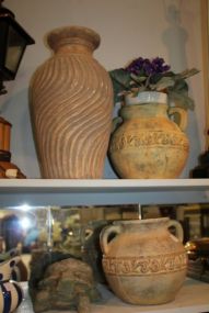 Three Pottery Pots and Turtle Three Pottery Pots and Turtle