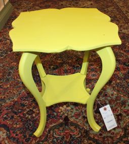 Neon Yellow Small Table with Shelf 15