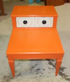 Orange Step Up Table has one white drawer; 21