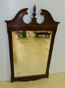 Mahogany Hanging Mirror has open piedmont top; 24 1/2