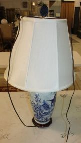 Oriental Porcelain Blue and White Lamp 29
