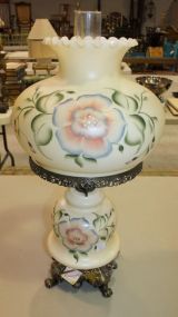 Beige Gone with the Wind Lamp with painted flowers