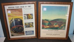 Two American Locomotive Framed Ads Two American Locomotive Framed Ads