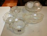 Lot of Glass including cake stand, dishes, ice bucket, boat dish