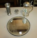 Plate, Glass Stein Cup, Jar stein is cracked, jar is no longer in lot, it was damaged.