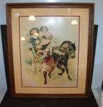 Framed Print of Children with Pony Cart 24