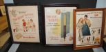 Three Framed Advertising Prints 1947 Lee Jeans, 1953 Eversharp Pens, and 1950s Buster Brown