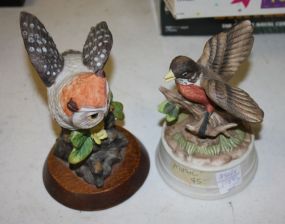 Porcelain Bird Figurines Bird figurines and music box.