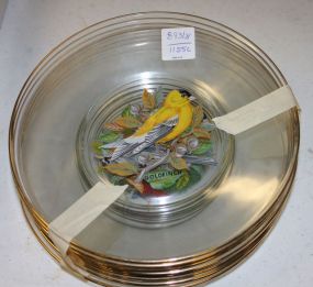 Group of Eight Glass Plates with Birds Group of Eight Glass 8