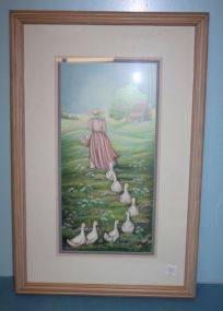 Limited Edition Print of Girl with Ducks Signed B.J. Hemmings 19