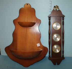 Wall Barometer, Thermometer, Idometer, Also Wood Wall Flower or Fruit Piece 16