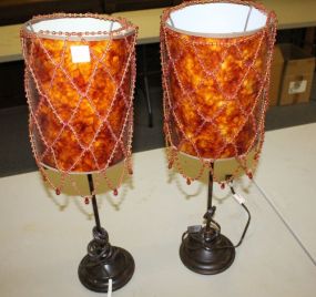 Pair of Decorative Lamps With beaded shades 24
