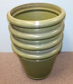 Four Green Plastic Plant Containers 22