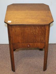 Vintage Oak Sewing Stand With one drawer, lined, 16
