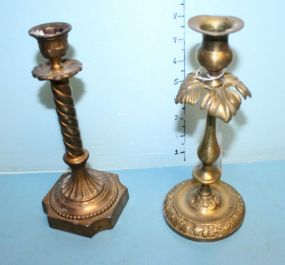 Two Odd Brass Candlesticks 8