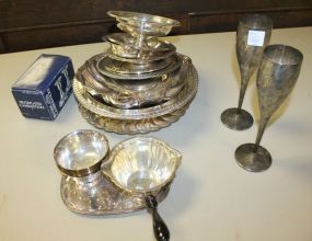 Box Lot of Silverplate Trays, Bowls, 2-9