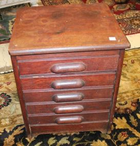 19th Century Oak Small Five Drawer Chest missing something on top, 19